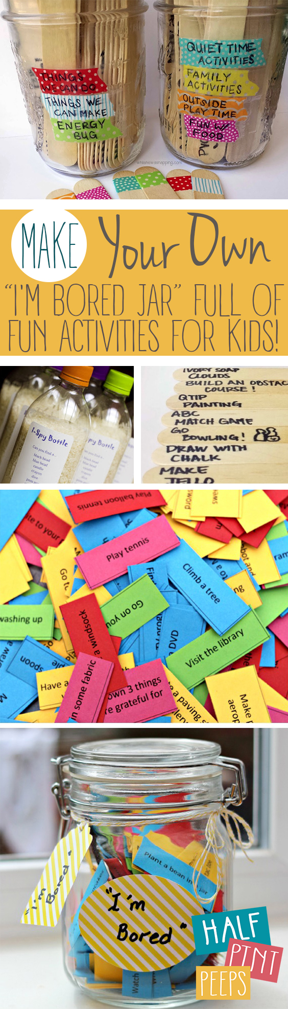 Make Your Own “I’m Bored Jar” Full of Fun Activities for Kids! Summer Activities for Kids, Fun Stuff For Kids, Kid Stuff, Kid Crafts, Crafts for Kids, Summer Crafts for Kids, Kid Crafts, Easy Kid Stuff, Popular Pin