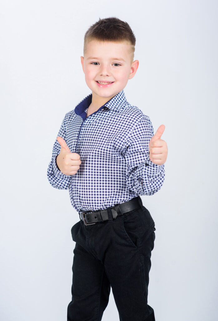 Cute young man dressed for school pictures.