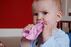 freeze washcloth for teething